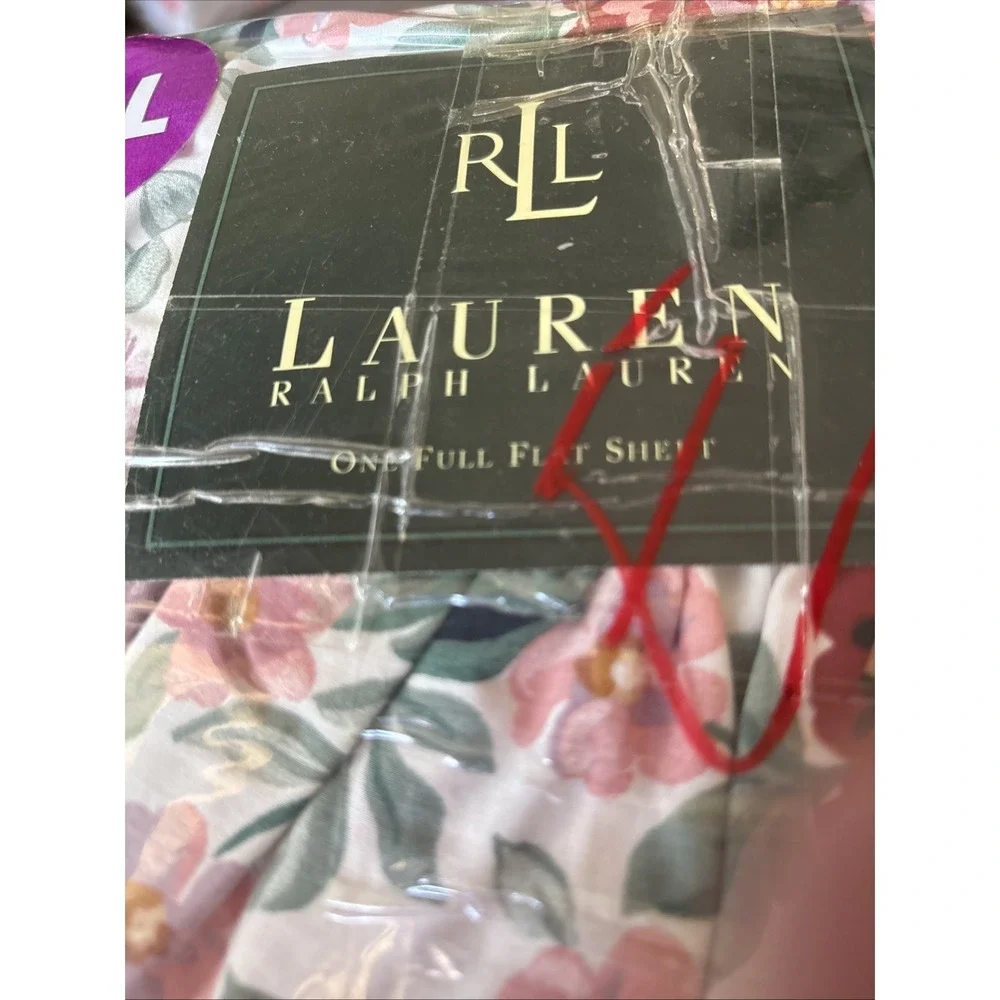 Ralph Lauren Allison Floral Full Flat Sheet 100% Cotton 200 TC Vintage 1987 New